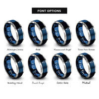 font options for inside engraving on blue & grey hot air balloon rings