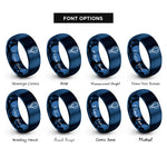 font options for inside engraving on blue hot air balloon rings