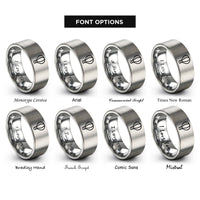 font options for inside engraving on gray hot air balloon rings