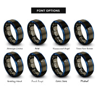 font options for inside engraving on gunmetal & blue hot air balloon rings