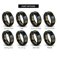 font options for inside engraving on gunmetal & blue hot air balloon rings
