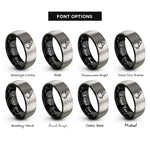 font options for inside engraving on black & grey hot chocolate mug rings