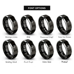 font options for inside engraving on black & grey hot chocolate mug rings