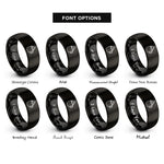 font options for inside engraving on black hot chocolate mug rings