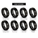 font options for inside engraving on black hot chocolate mug rings