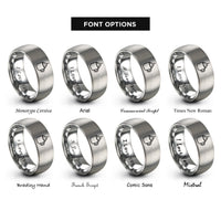font options for inside engraving on gray hot chocolate mug rings