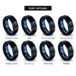font options for inside engraving on black & blue hot cocoa mug rings