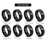 font options for inside engraving on black hot dog rings