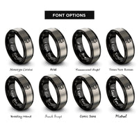 font options for inside engraving on black & gray hot dog cart rings