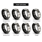 font options for inside engraving on black & gray hot dog cart rings