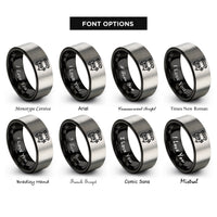 font options for inside engraving on black & gray hot dog cart rings