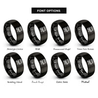font options for inside engraving on black hot dog cart rings