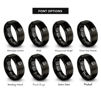 font options for inside engraving on black hot dog cart rings