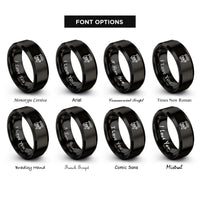 font options for inside engraving on black hot dog cart rings