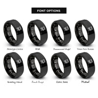 font options for inside engraving on black hot dog cart rings