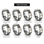font options for inside engraving on silver hot dog cart rings