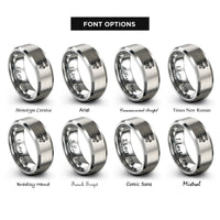 font options for inside engraving on silver hot dog cart rings