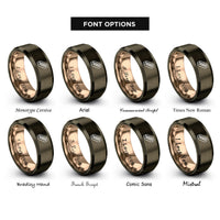 font options for inside engraving on gunmetal & rose gold hot dog rings