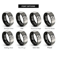 font options for inside engraving on black & gray hot glue gun rings