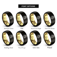 font options for inside engraving on black & gold hot stones rings