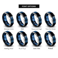 font options for inside engraving on blue & gray hot surface rings