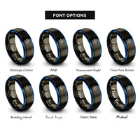 font options for inside engraving on gunmetal & blue hot surface rings