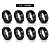 font options for inside engraving on black hourglass rings