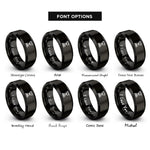 font options for inside engraving on black hourglass rings
