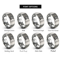 font options for inside engraving on silver hourglass rings