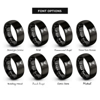 font options for inside engraving on black hourglass timer rings