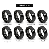 font options for inside engraving on black hourglass timer rings