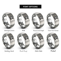 font options for inside engraving on grey hourglass timer rings
