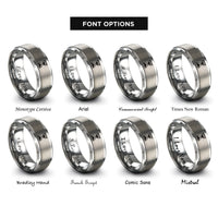 font options for inside engraving on silver hourglass timer rings