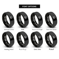 font options for inside engraving on black house rings