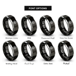 font options for inside engraving on black & grey house heart rings