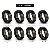 font options for inside engraving on black house heart rings