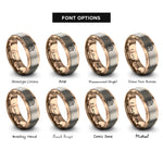 font options for inside engraving on rose gold house heart rings