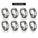 font options for inside engraving on silver house leaf rings