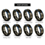 font options for inside engraving on gunmetal & blue house leaf rings