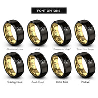 font options for inside engraving on black & gold house silhouette rings