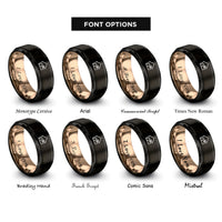 font options for inside engraving on black & rose gold house silhouette rings