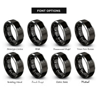 font options for inside engraving on black & gray howling coyote rings