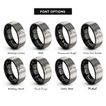 font options for inside engraving on black & silver howling coyote rings