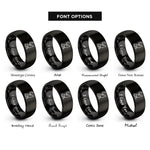 font options for inside engraving on black howling coyote rings