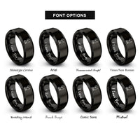 font options for inside engraving on black howling coyote rings