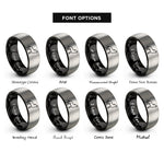 font options for inside engraving on black & silver howling dog standing rings