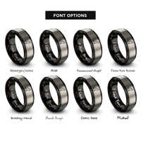 font options for inside engraving on black & silver howling dog standing rings