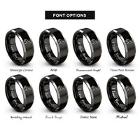 font options for inside engraving on black & grey howling dog standing rings