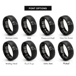 font options for inside engraving on black howling dog standing rings