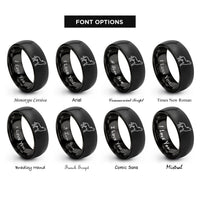 font options for inside engraving on black howling dog standing rings